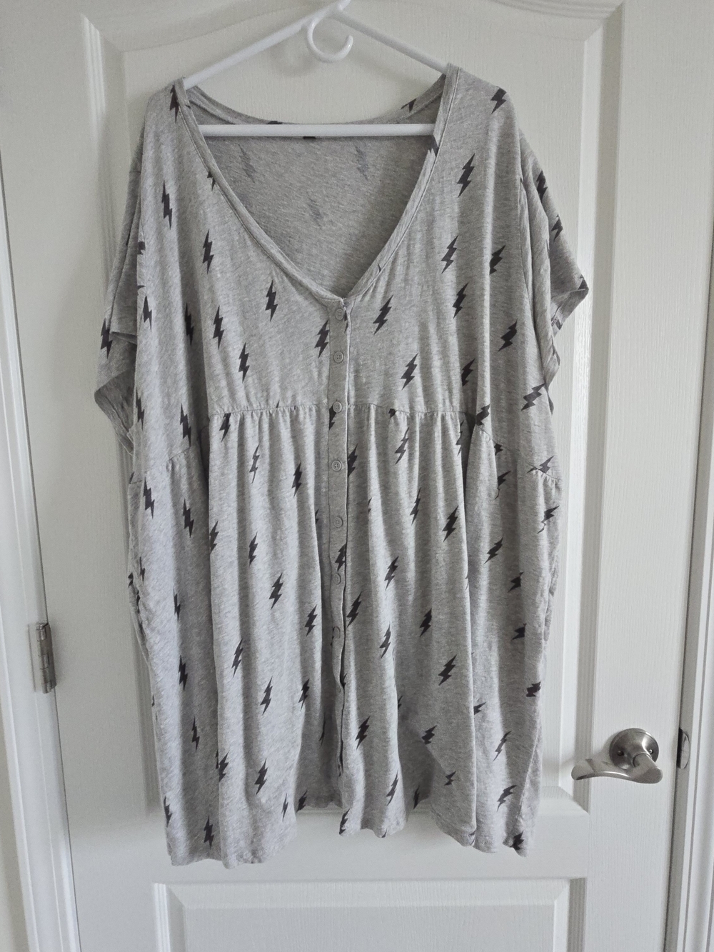 torrid Gray Lightning Bolt Button-Front Lounge Dress